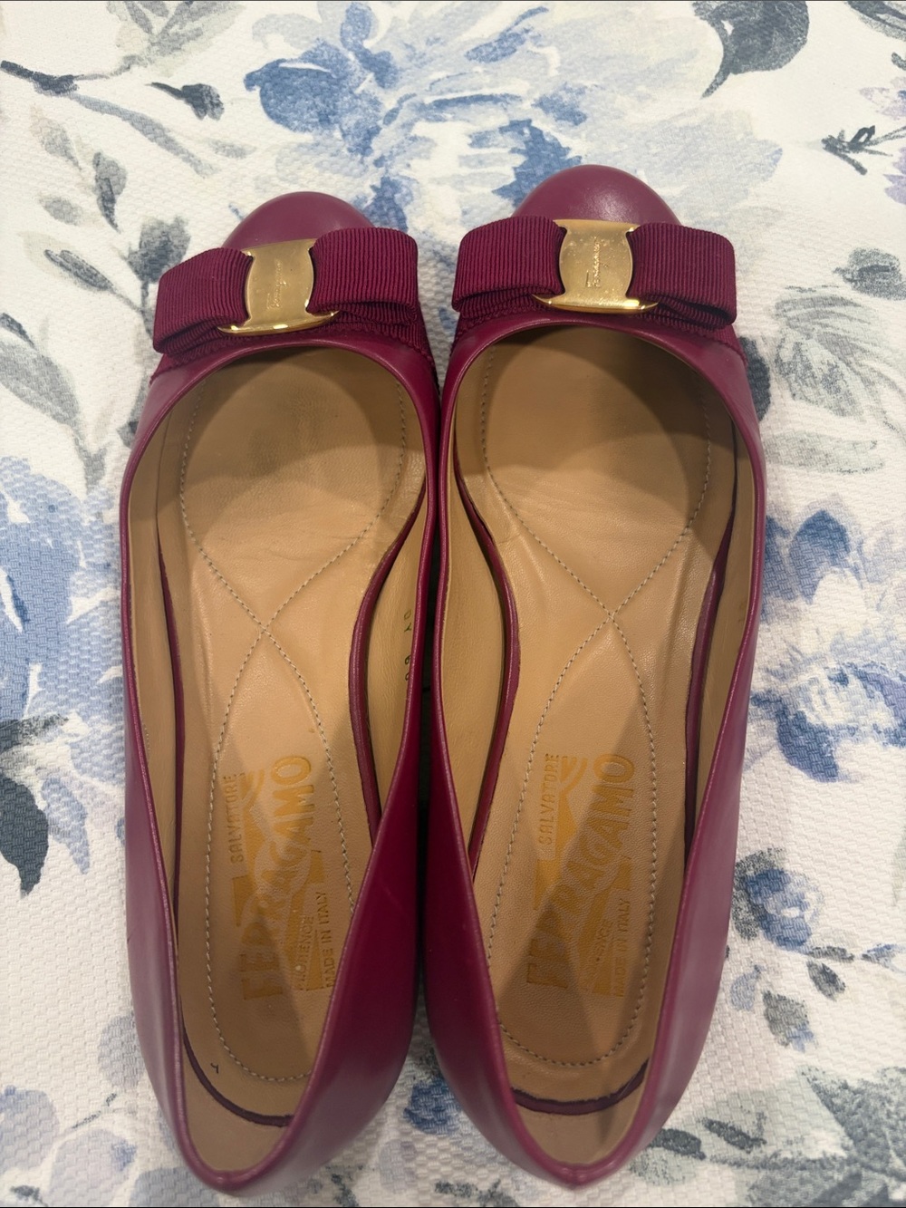 Salvatore Ferragamo Maroon Loafers with Gold Buckle - Picture 7 of 7